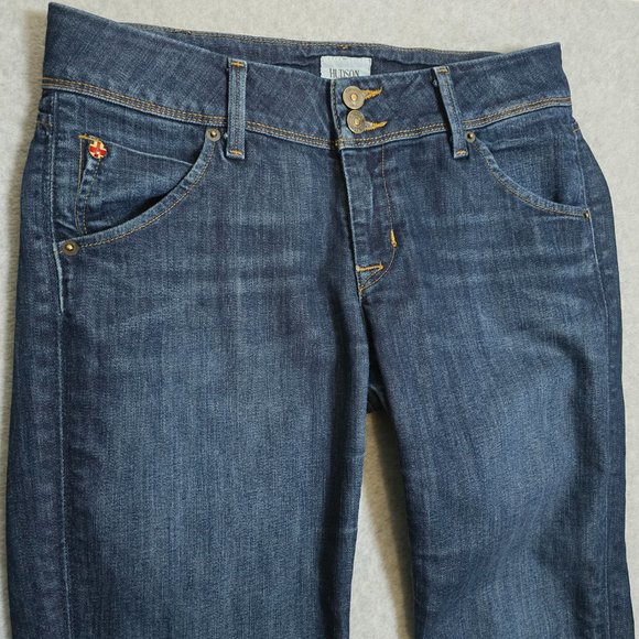 Hudson Women Sz 28 Collin Flap Pocket Mid Rise Dark Wash Skinny Cuff Crop Jeans - Picture 4 of 11